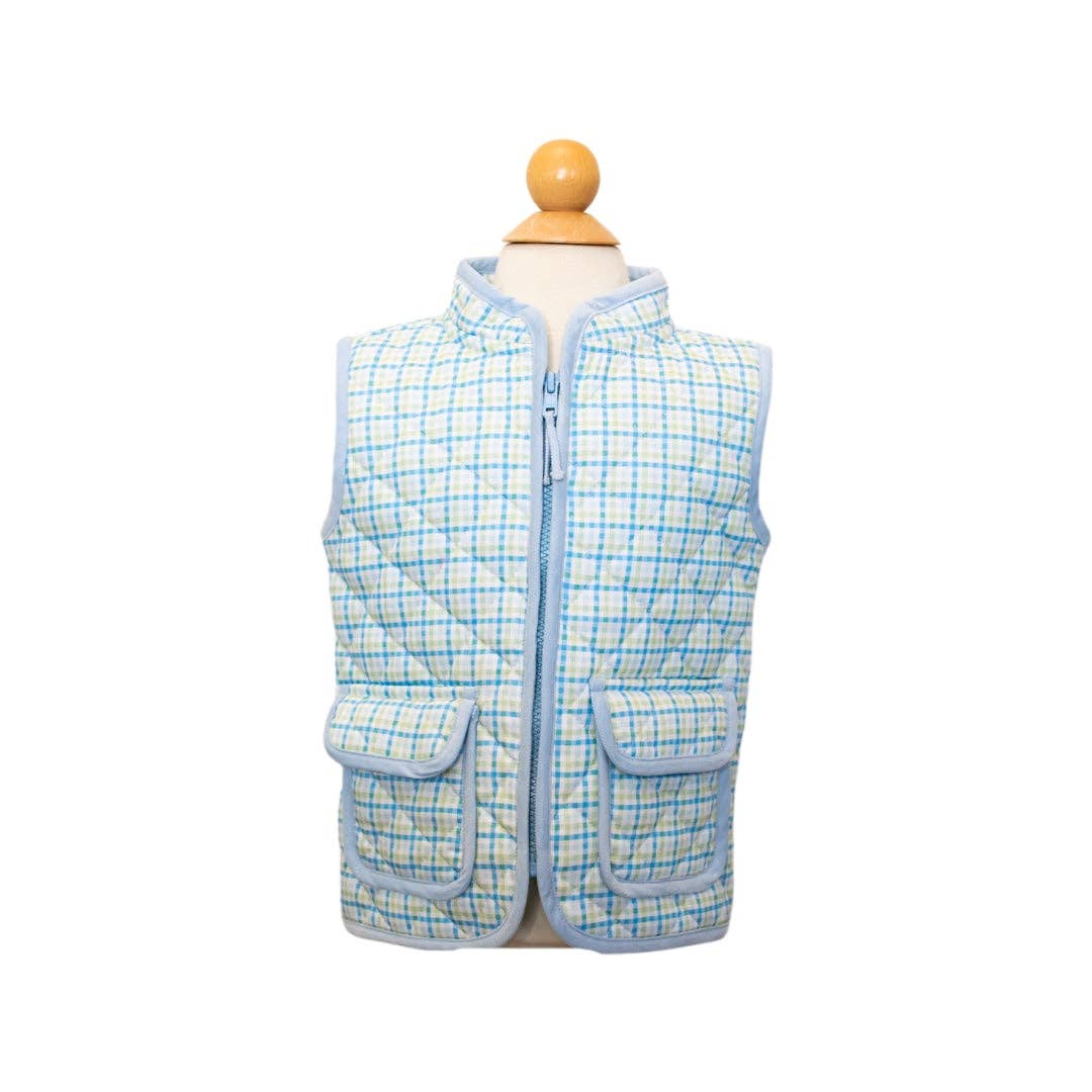 Foster Vest - Hillwood Plaid w/ Blue Corduroy Trim