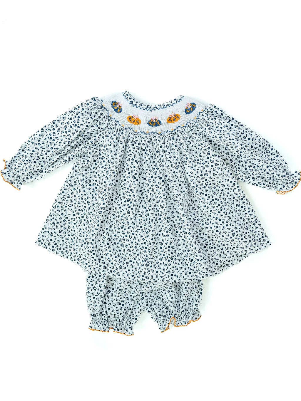 Chinoiserie Pumpkins Smocked Annabelle Bloomer Set