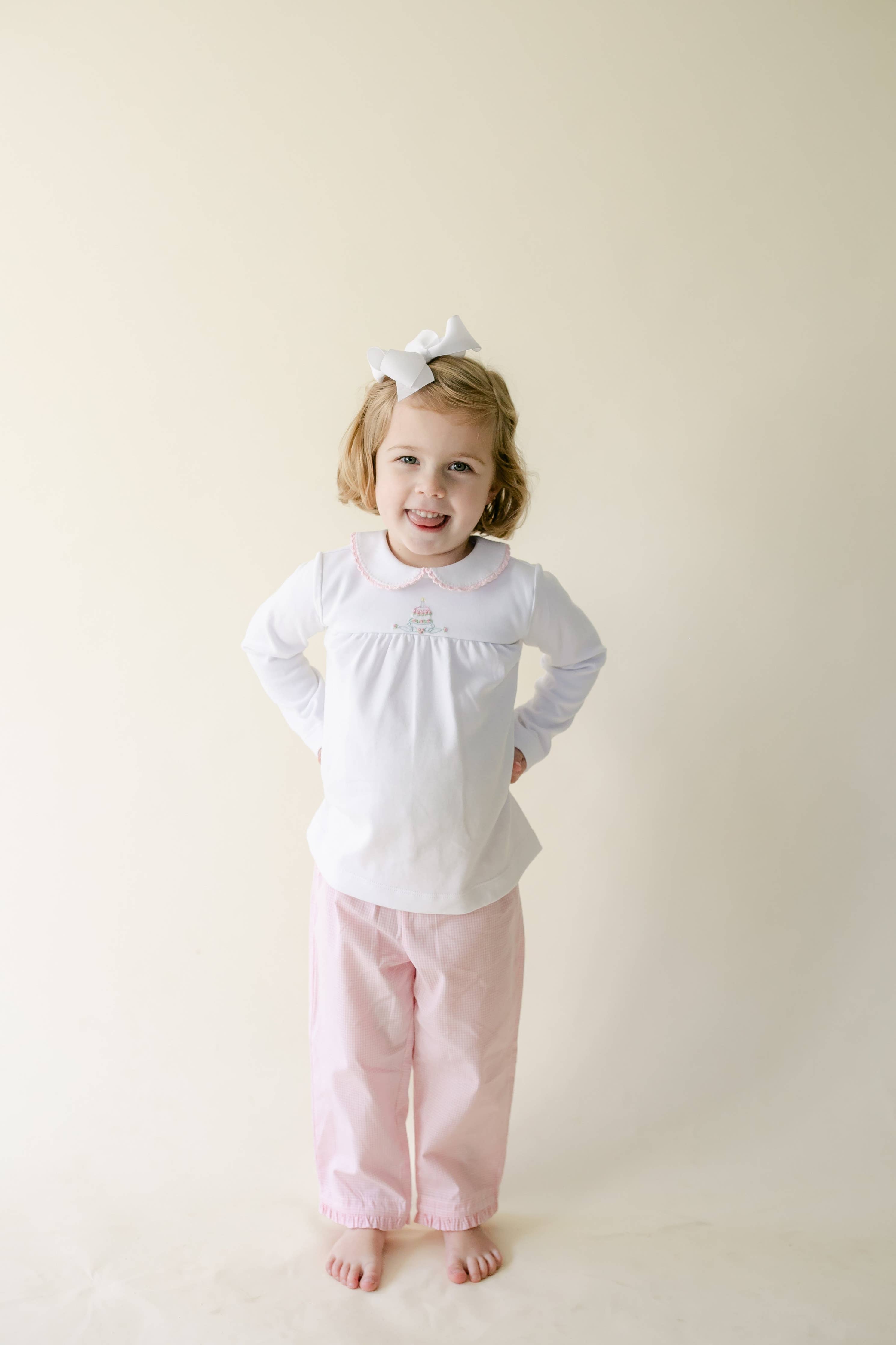 Ruffle Pant - Baby Pink Gingham