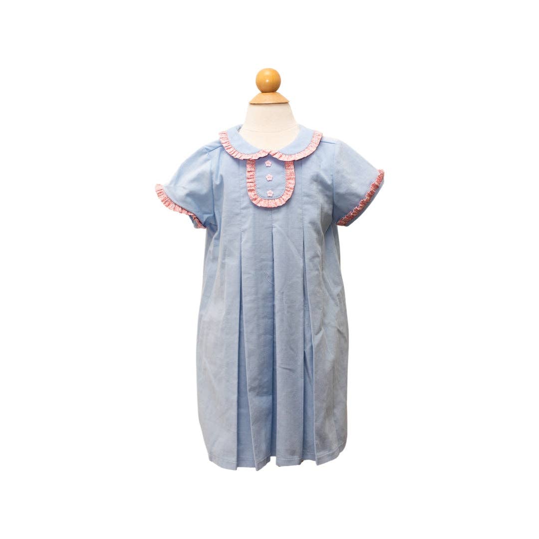 Cecelia Dress - Baby Blue Corduroy W/ Murphy Floral