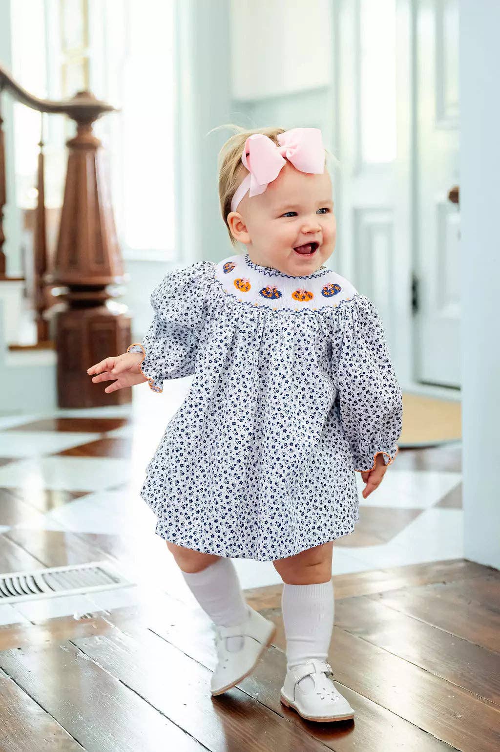 Chinoiserie Pumpkins Smocked Annabelle Bloomer Set