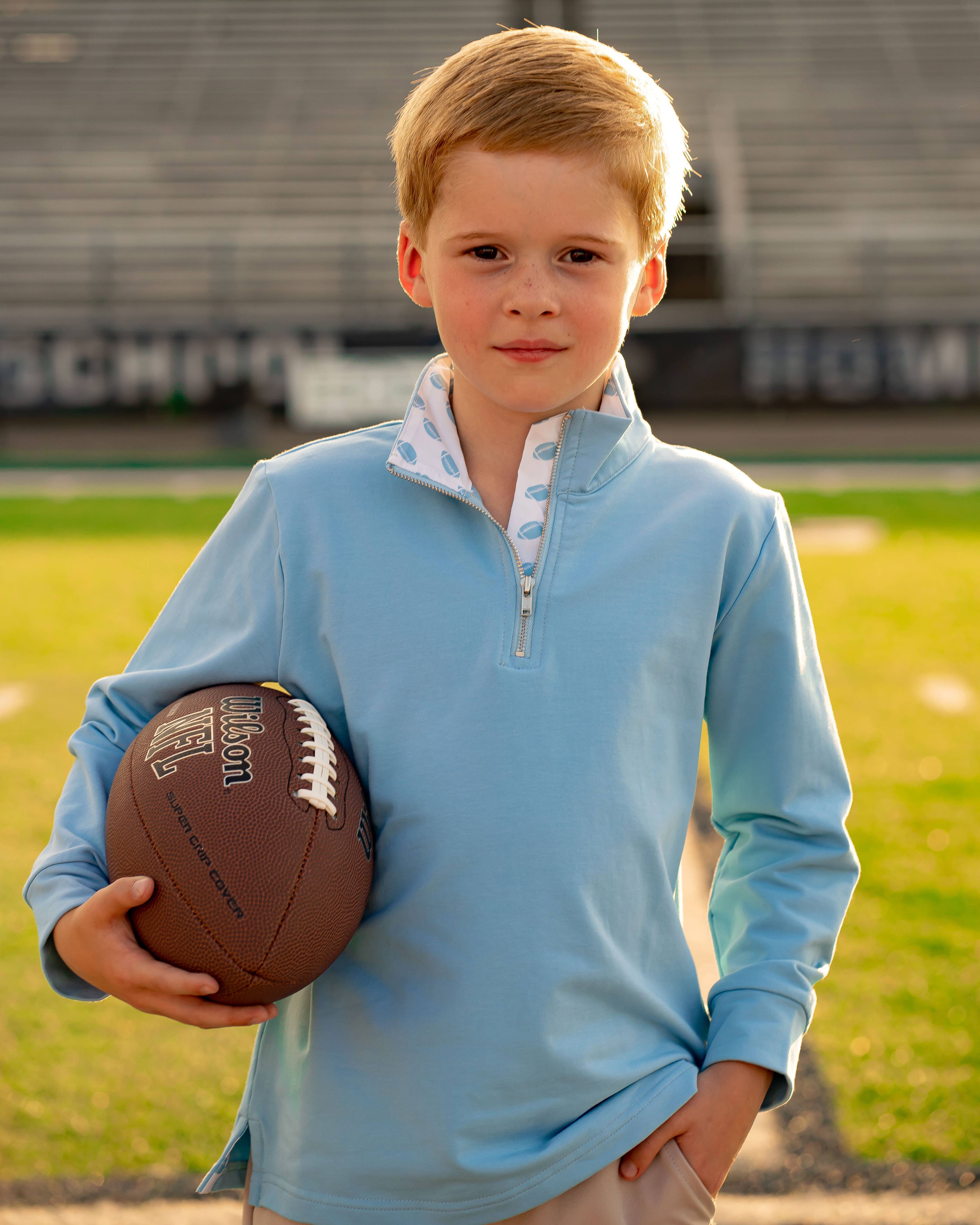 Game Day Quarter Zip - Light Blue