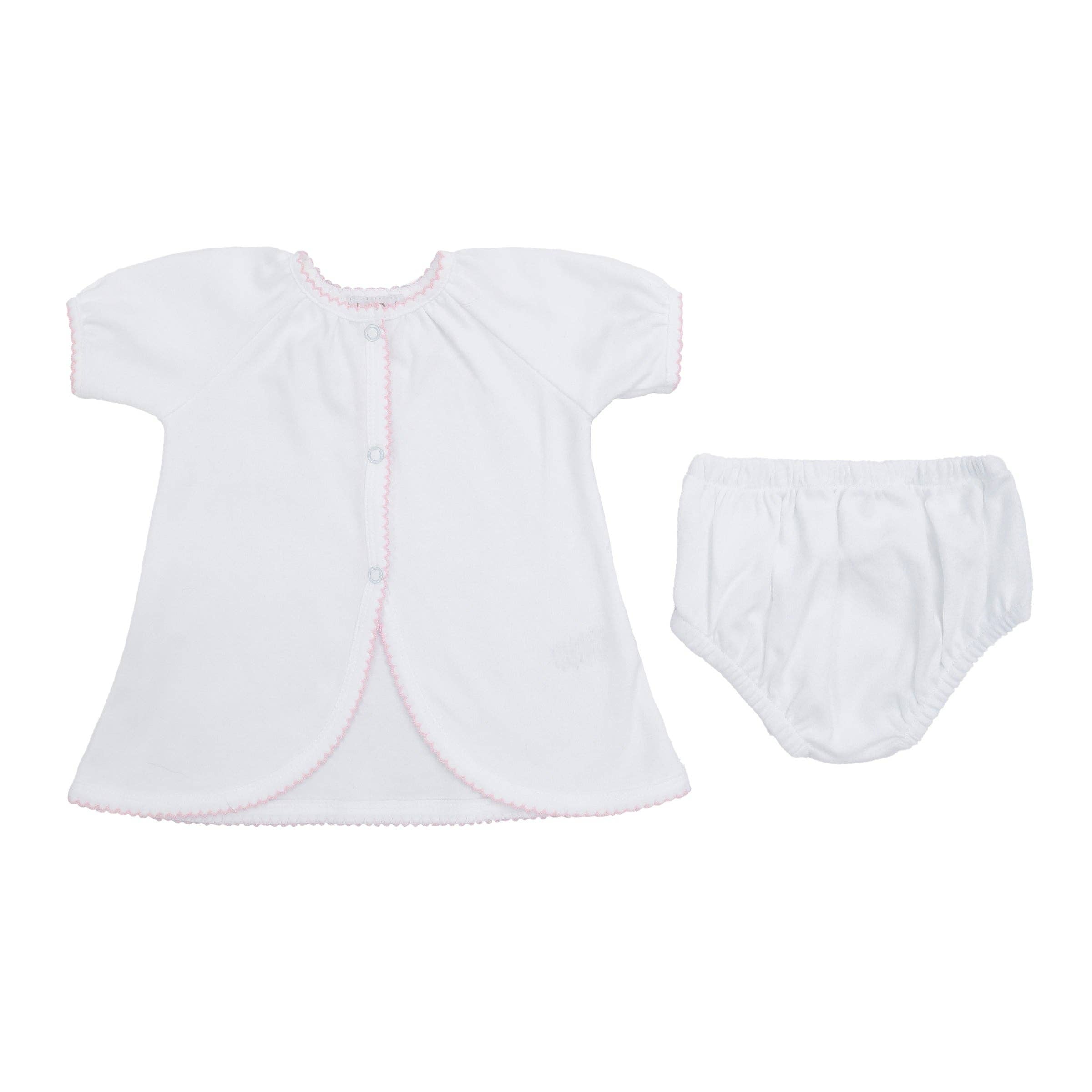 Baby Cotton Knit Short Sleeve Diaper Set - Pink