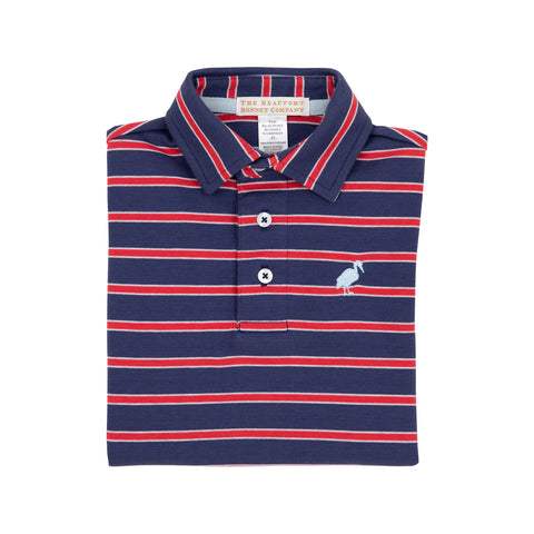 Prim and Proper Polo SS - Nantucket Navy/Richmond Red Stripe