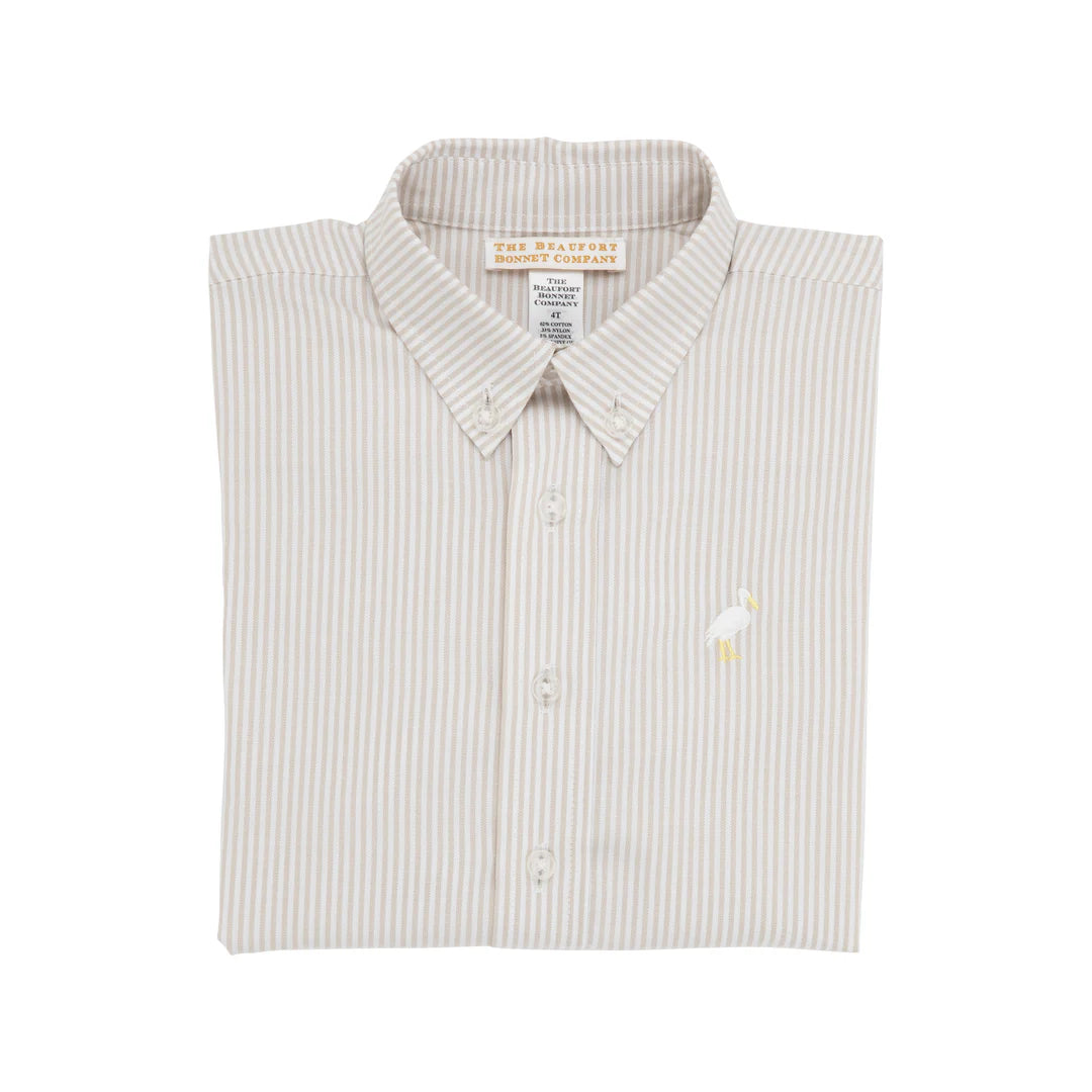 Dean’s List Dress Shirt - Keeneland Khaki Stripe