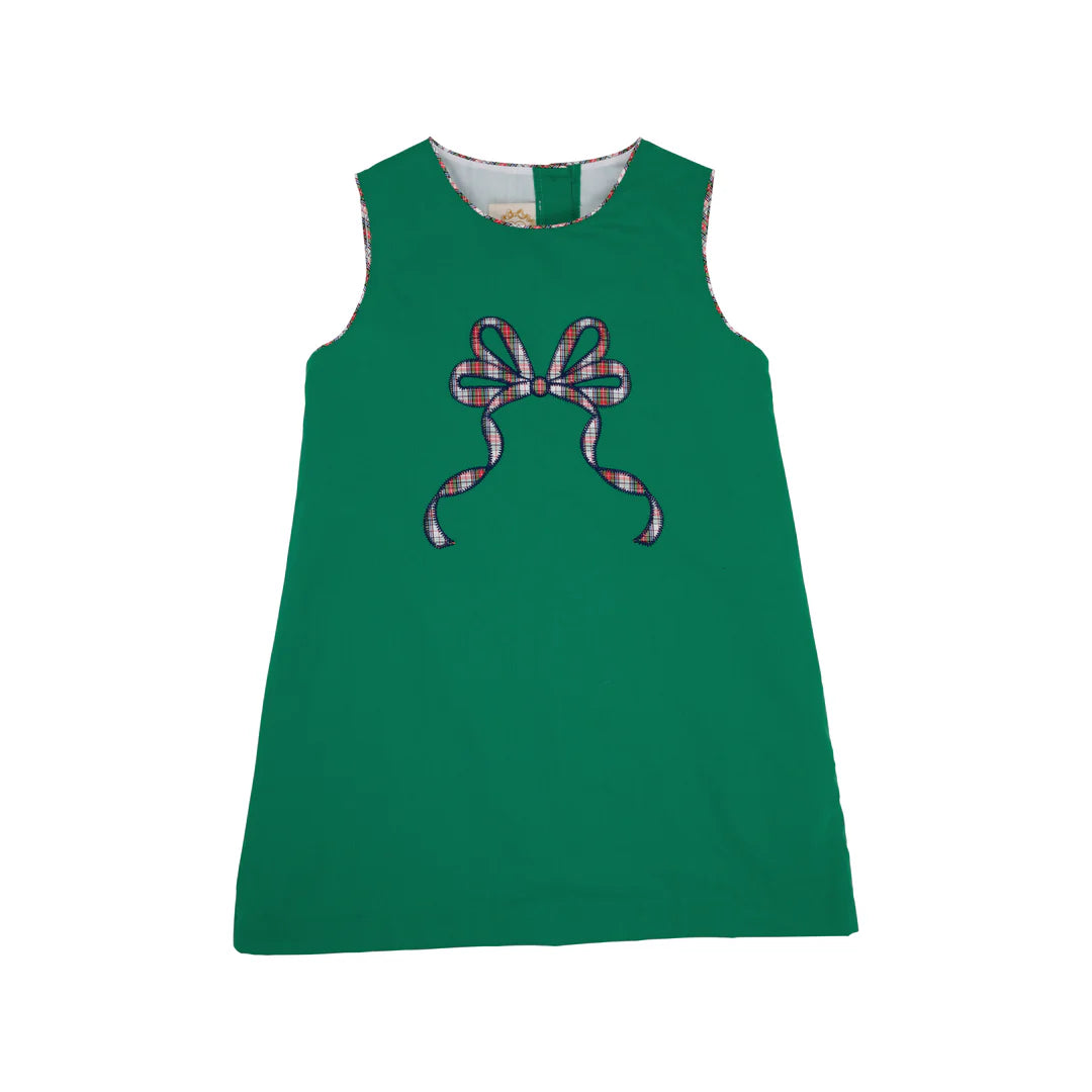 Annie Apron Dress - Kiawah Kelly Green Bow