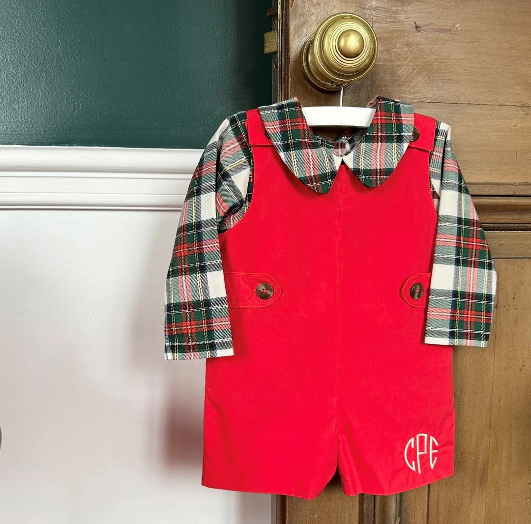 Peter Pan Collar Shirt Onesie - Aiken Place Plaid