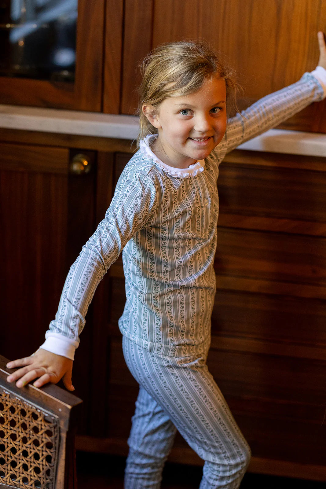 Ruffle Pajamas in Belleville Stripe Leland