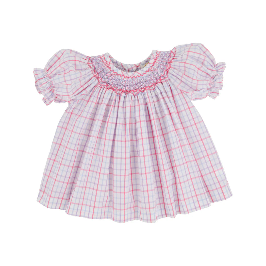 Short Sleeve Bettye Sue Smocked Top - Winter Park Windowpane