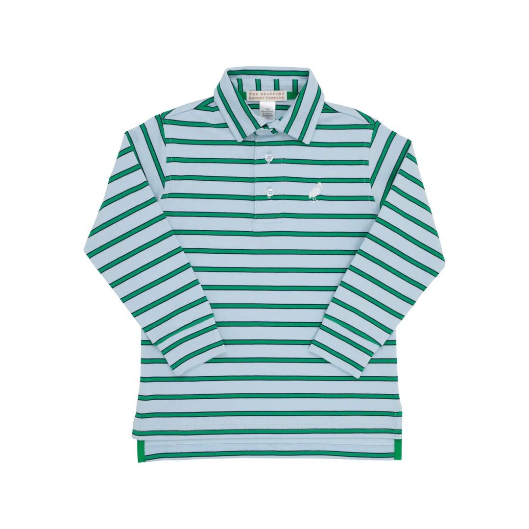 Prim and Proper Polo LS - Beale Street Blue/Green/Navy