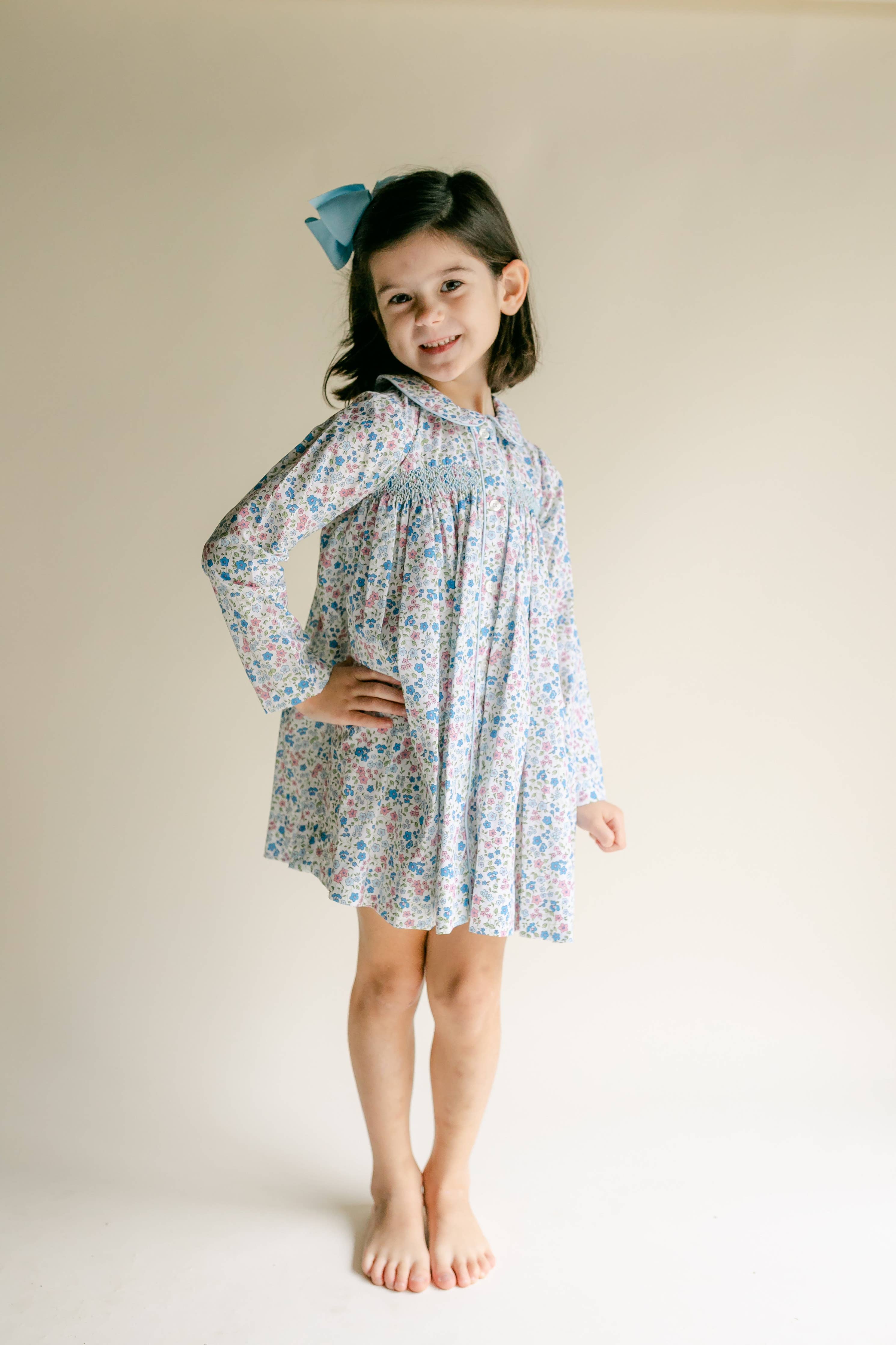 L/S Smock Placket Dress - Tyne Floral