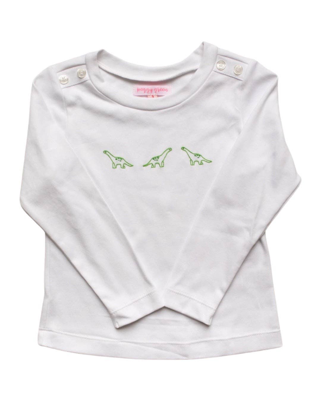 Long Sleeve Embroidered Tee - Embroidered Dino