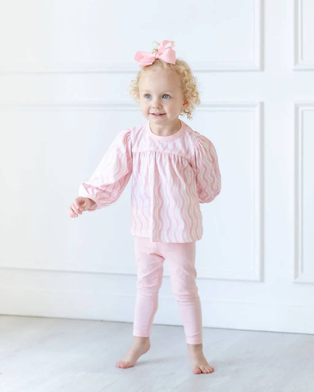 Pink Squiggly Top and Leggings Set