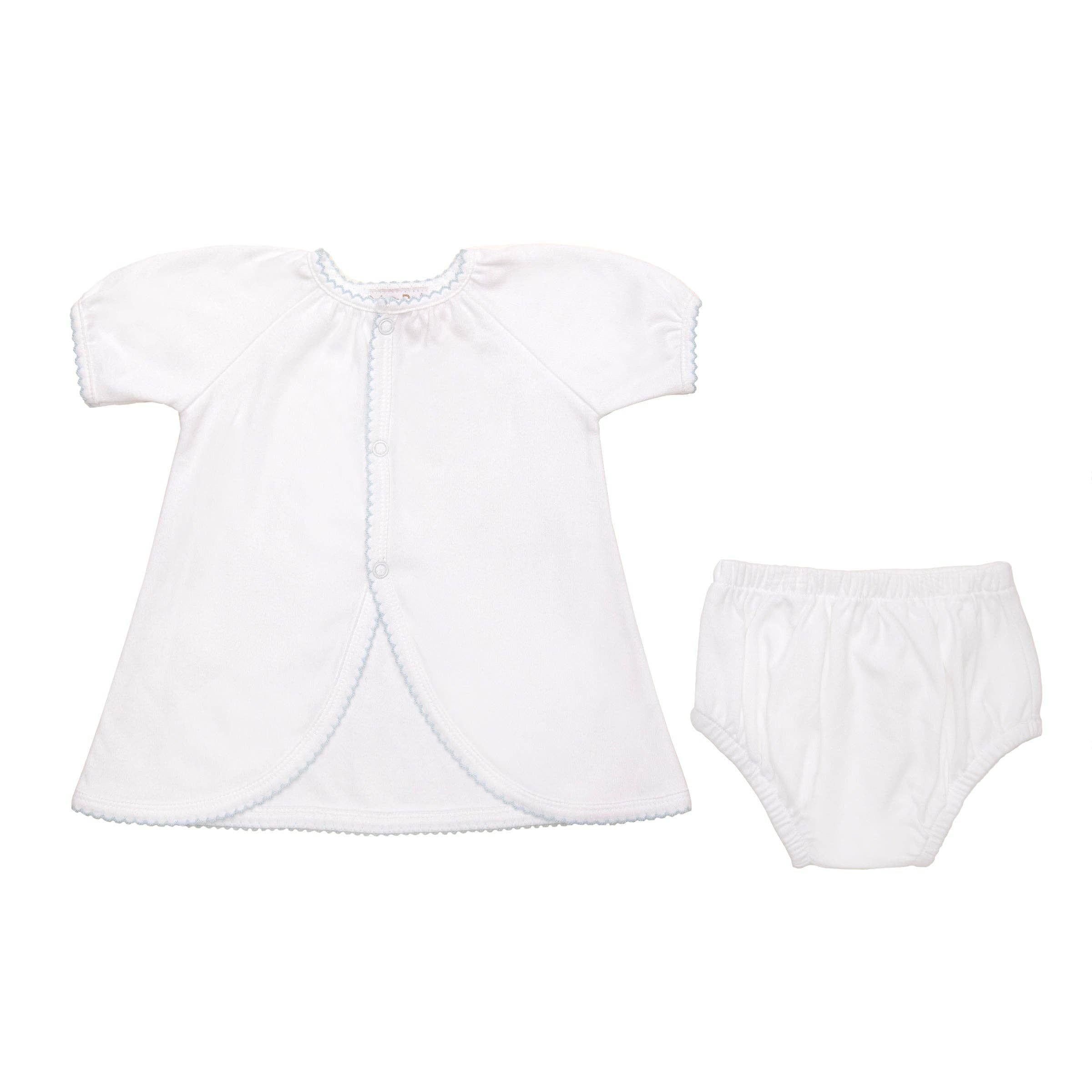 Baby Cotton Knit Short Sleeve Diaper Set - Blue